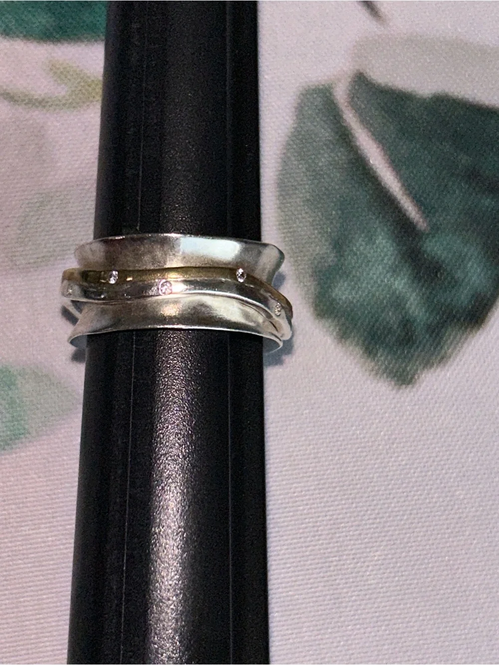 Grace & Heart, Two-Tone Sterling Silver and Brass Spinner Ring - Size 9